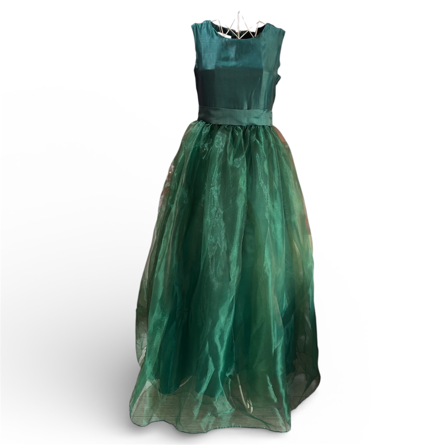 グリーンチュールロングドレス