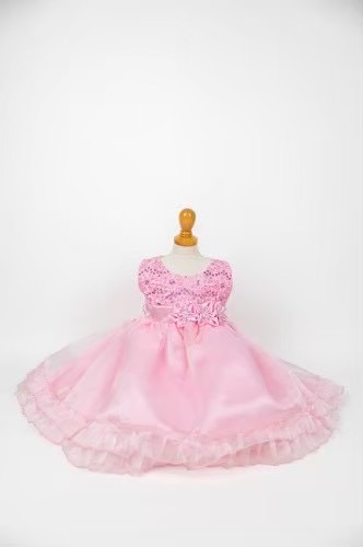 3連フラワーピンクドレス