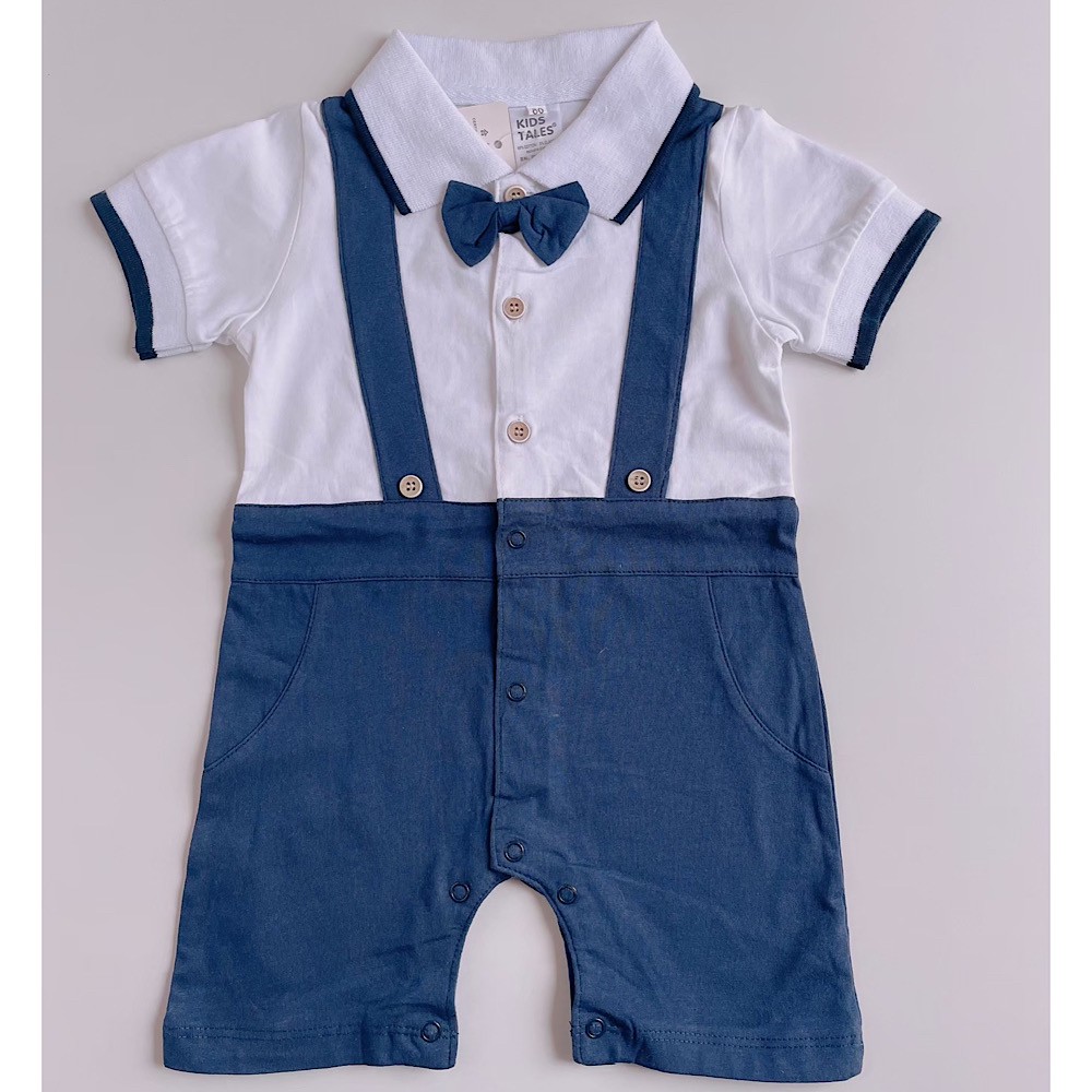 ストライプ付きベビーフォーマルロンパース