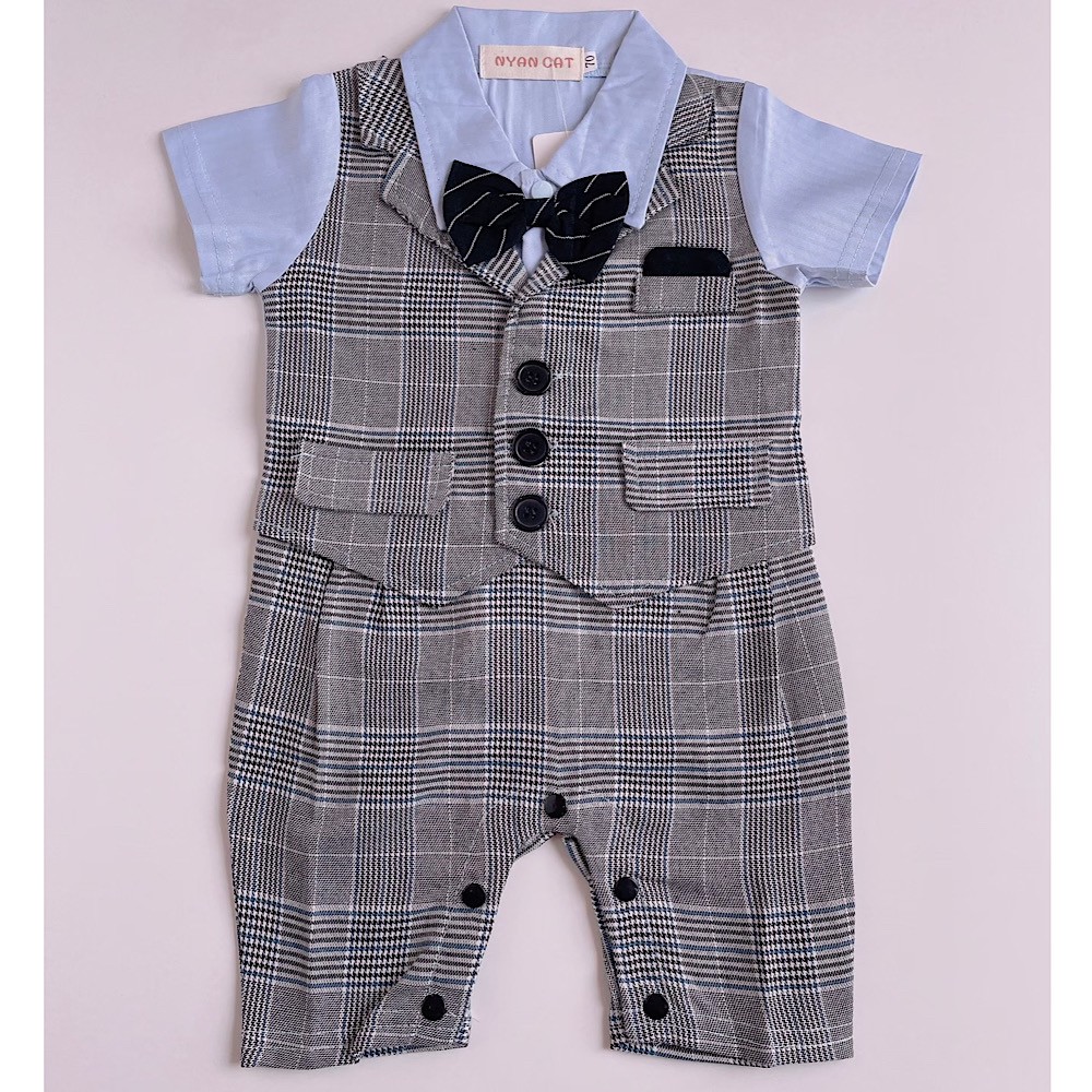 グレンチェックベビーフォーマルロンパース