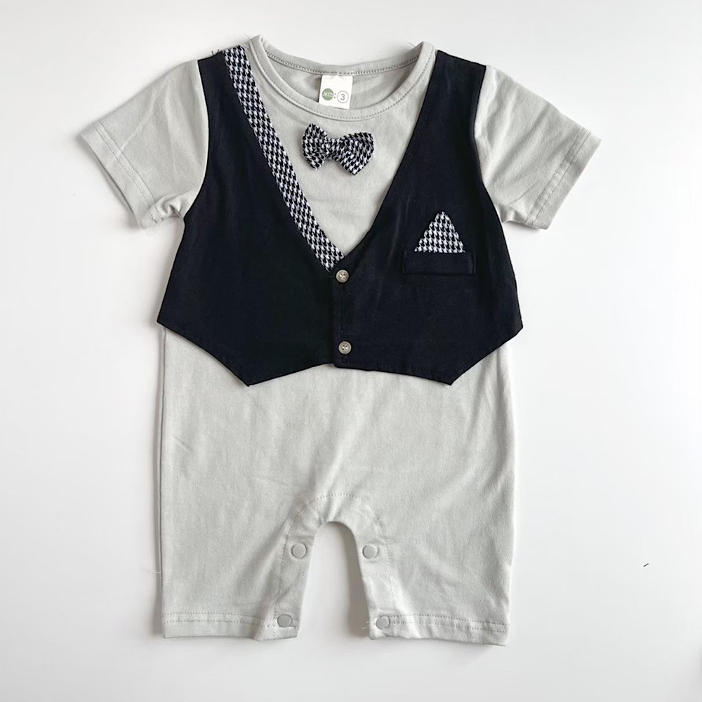 ベビーフォーマルロンパース　ブラック×ベージュ