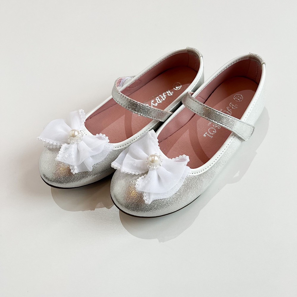 パールリボンストライプパンプス