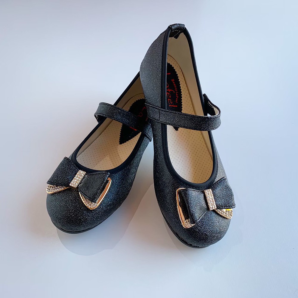 キラキラリボンパンプス　ブラック