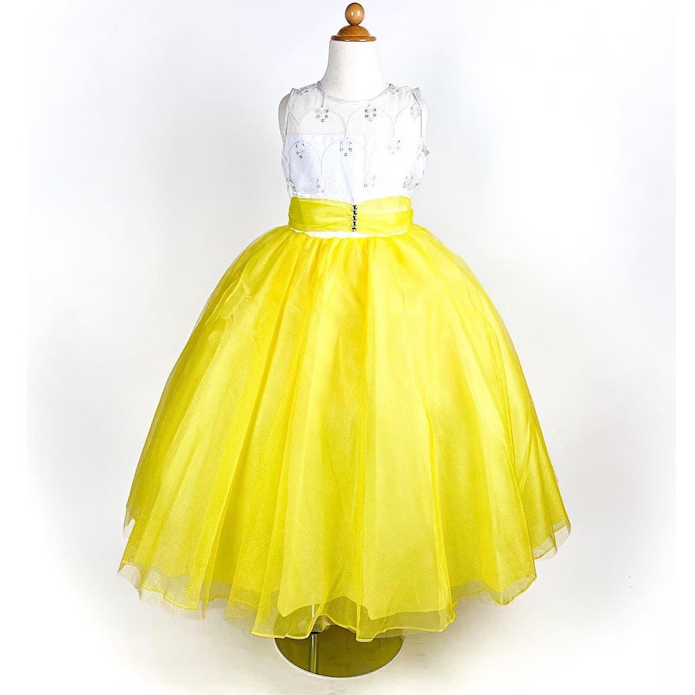 ホワイト×イエロースパンコールドレス