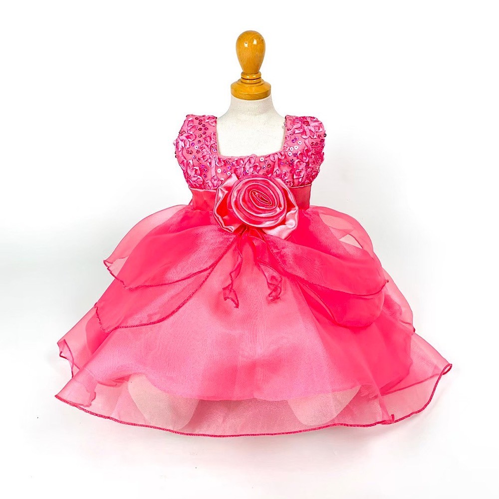 ビビットピンクローズフラワードレス