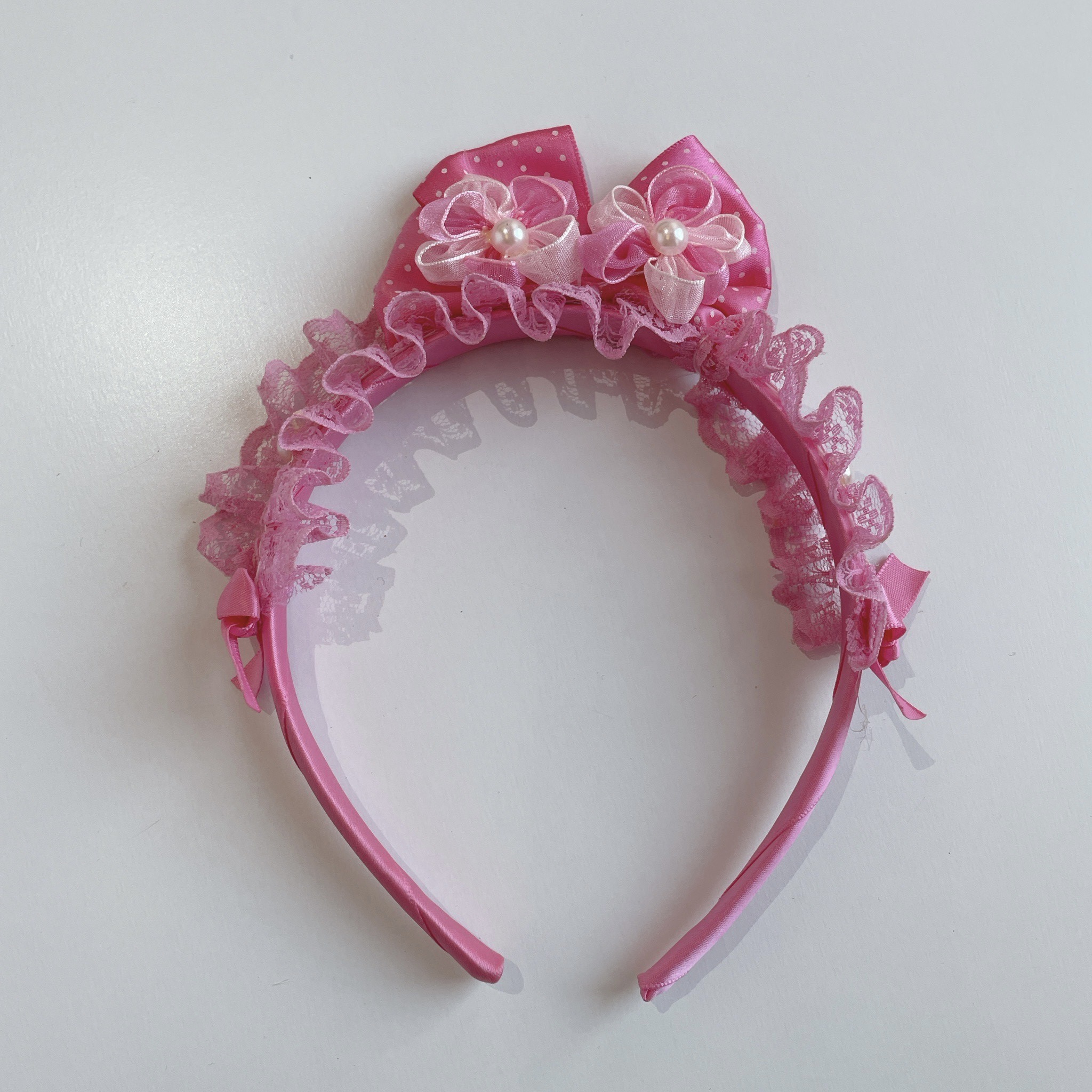 フリルミニフラワードットリボンカチューシャ