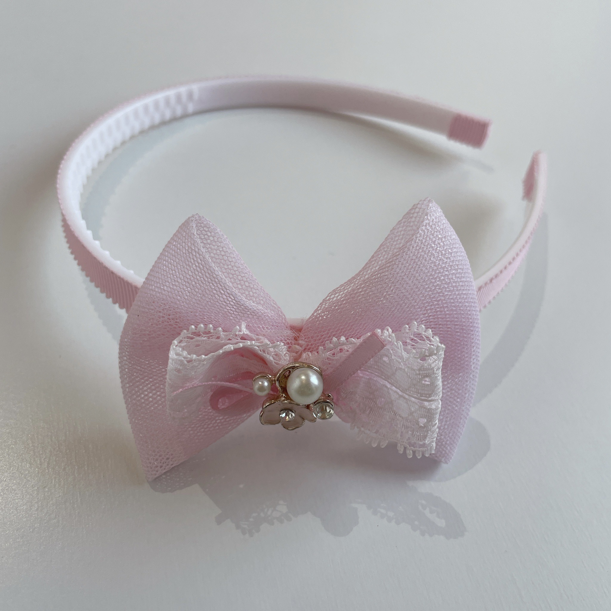 パール付きリボンカチューシャ