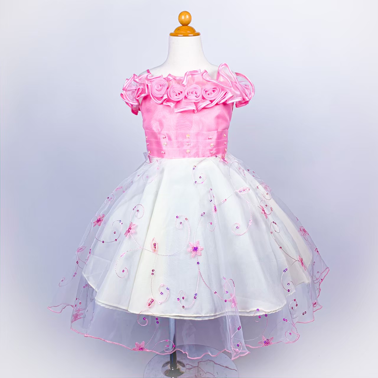 スパンコールフラワー刺繍ピンク