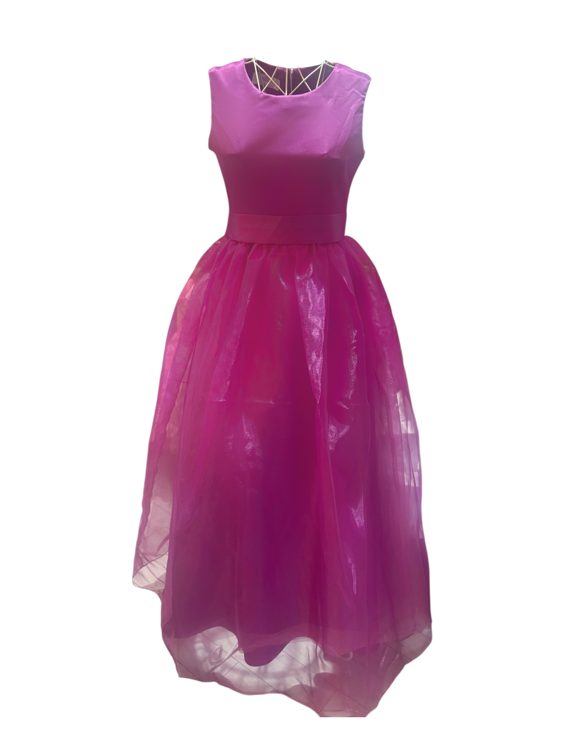 パープルチュールロングドレス