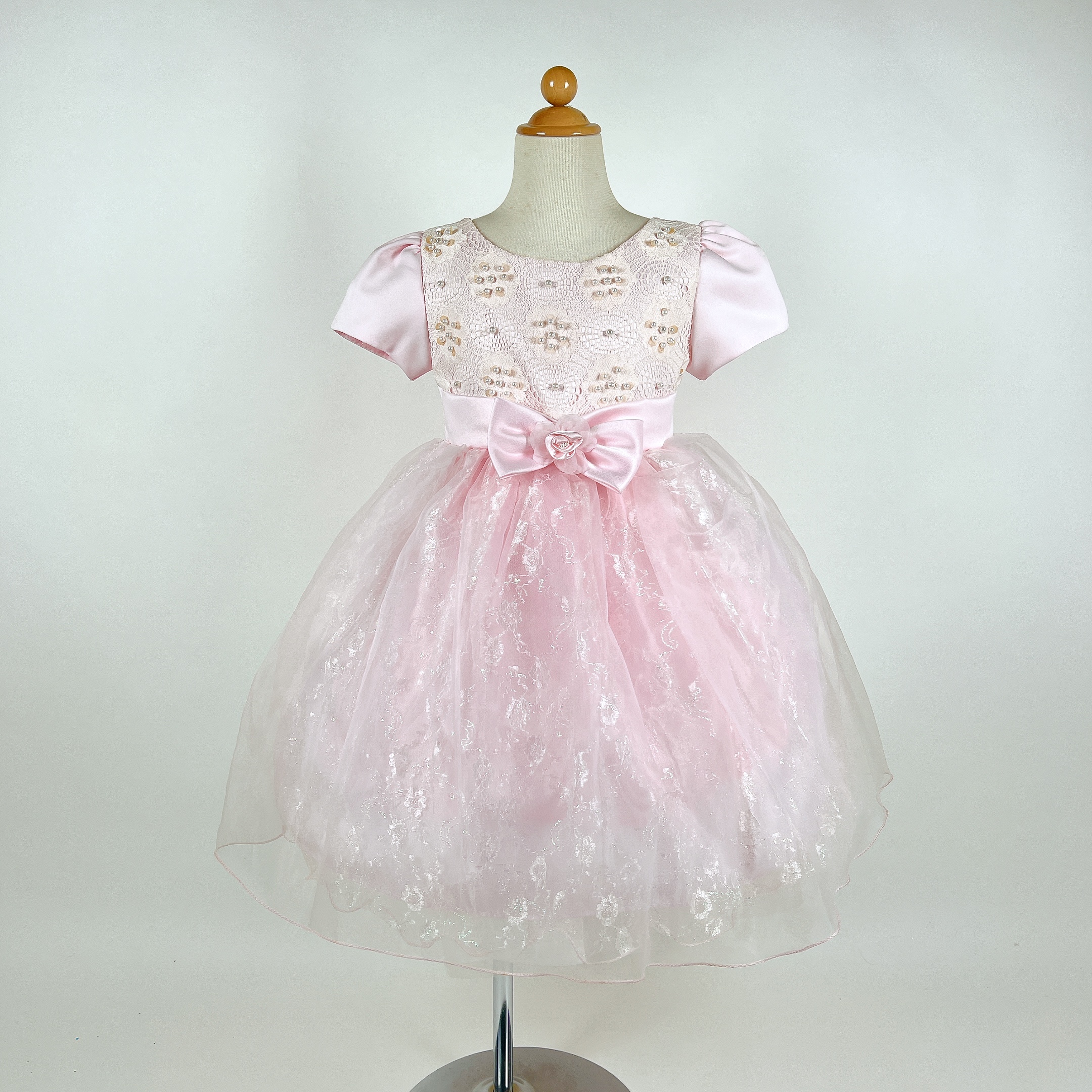 パールリボン袖付きドレス